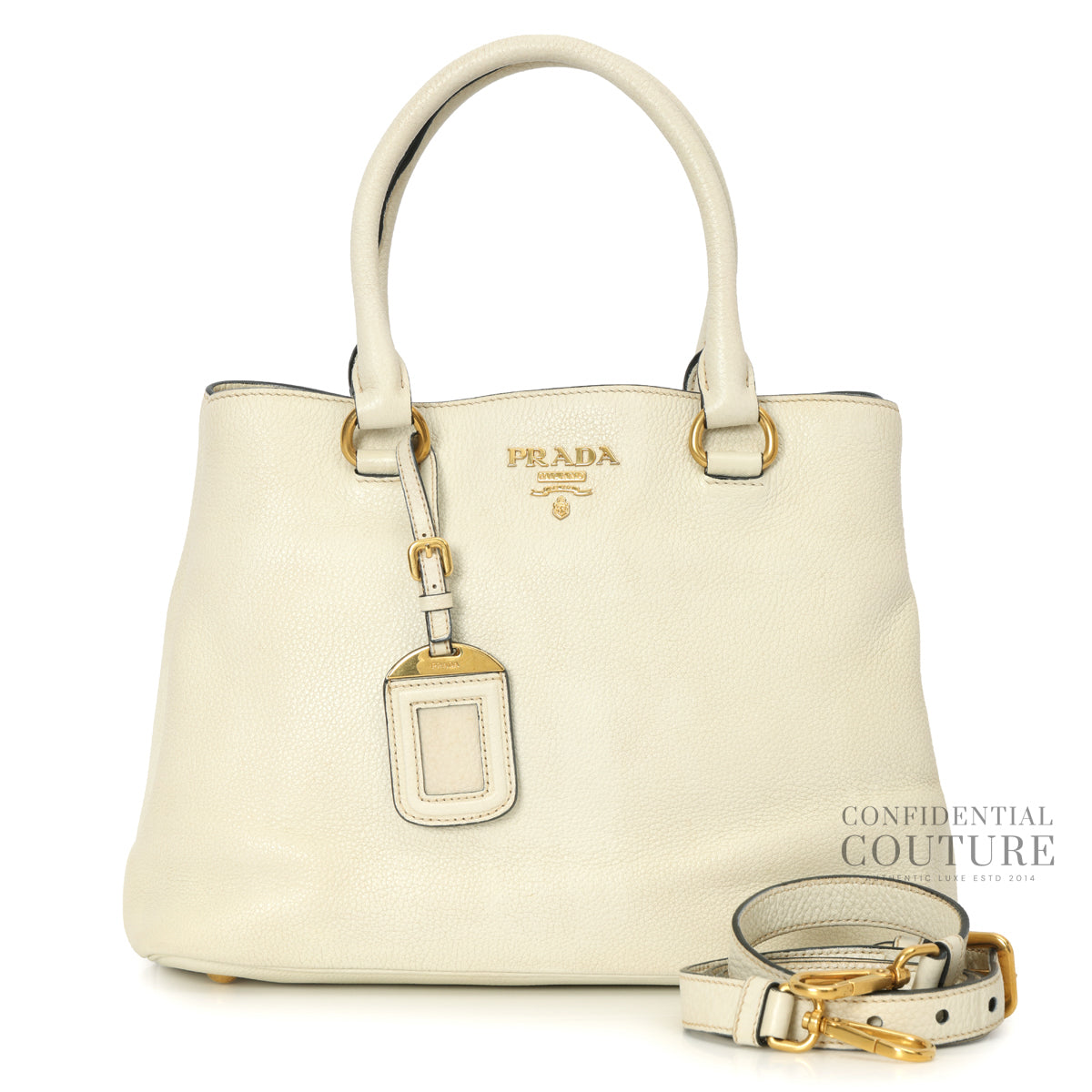 Vitello Phenix White leather Top Handle bag