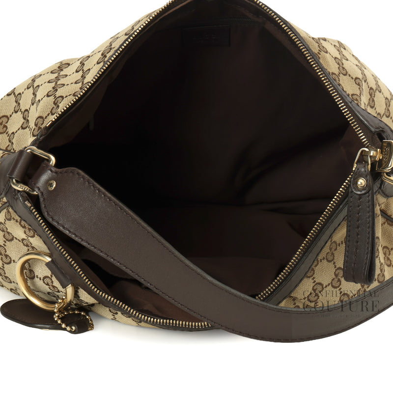 GG Canvas Beige/Ebony Sukey Medium Hobo Bag