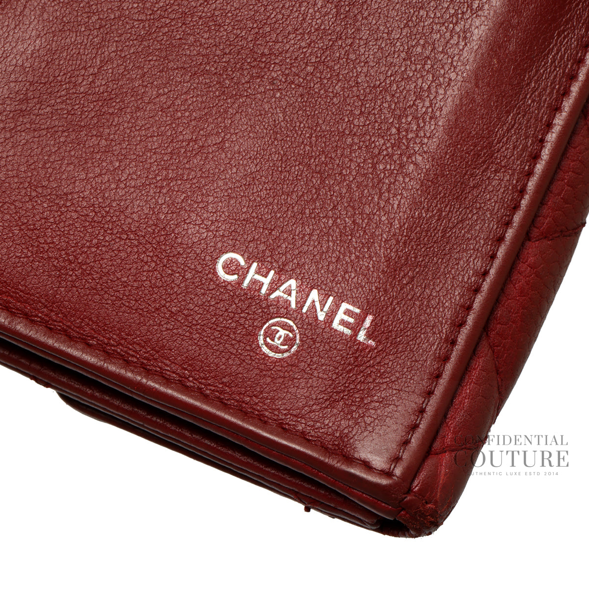Red Quilted Caviar Leather L Flap Gusset Wallet
