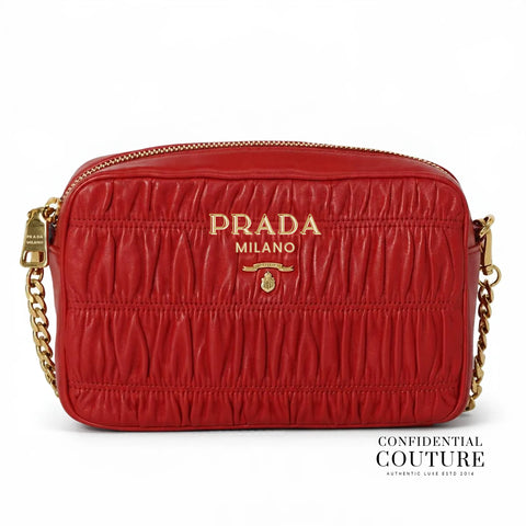 Red Nappa Gaufre Camera Bag
