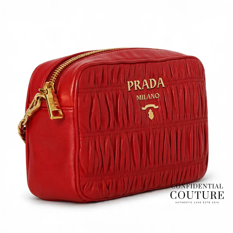 Red Nappa Gaufre Camera Bag