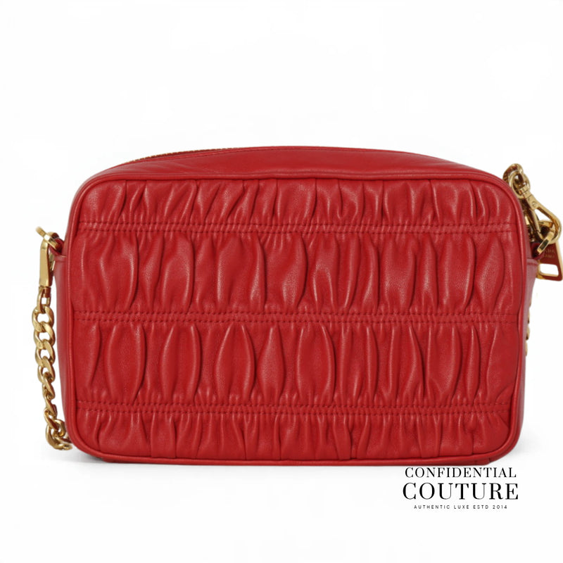 Red Nappa Gaufre Camera Bag