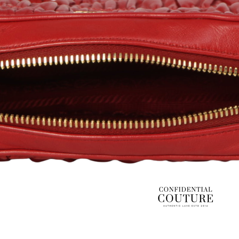 Red Nappa Gaufre Camera Bag