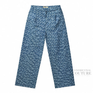 Logo Brush Blue Chambray Trousers | 40