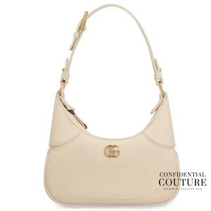 Beige Leather Double G Aphrodite Small Shoulder Bag