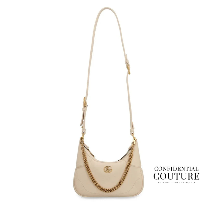 Beige Leather Double G Aphrodite Small Shoulder Bag