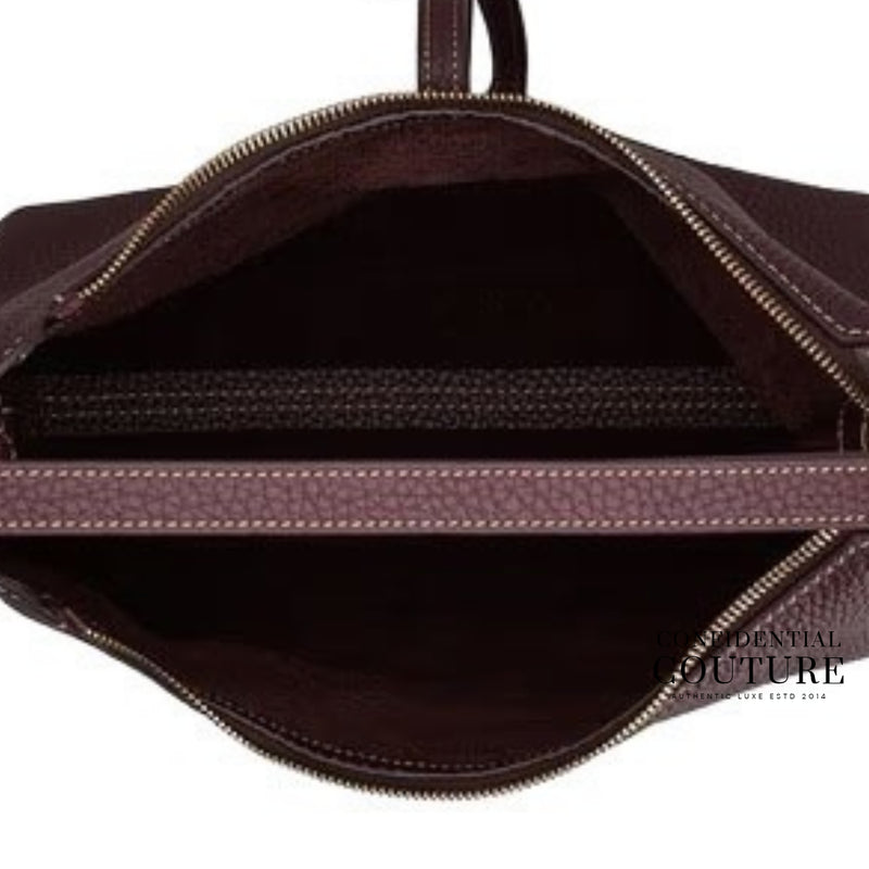 T Timeless Leather Shoulder Dark Plum Bag.