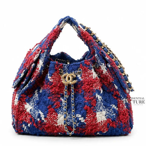 25 Red/Blue Small Tweed Handbag