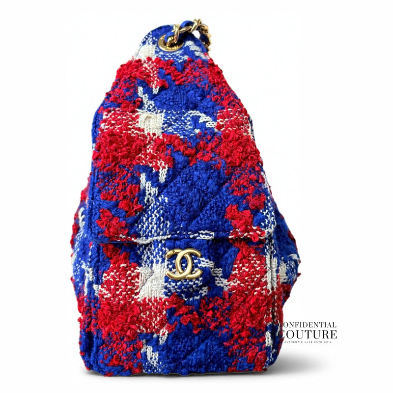 25 Red/Blue Small Tweed Handbag