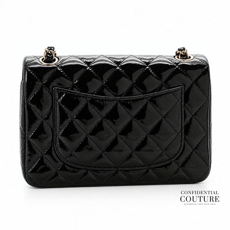 Classic Mini Flap Black Quilted Patent Leather Classic Flap Bag