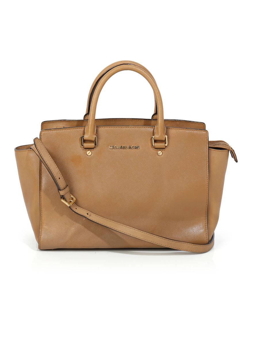 MICHAEL KORS Sutton Saffiano Leather small hand bag purse crossbody - tan  peanut | eBay