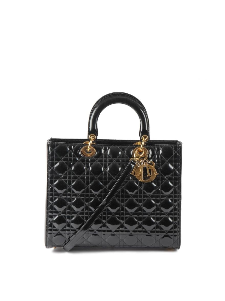 Dior Small Lady DJoy Bag Black Patent Cannage Calfskin  Nice Bag