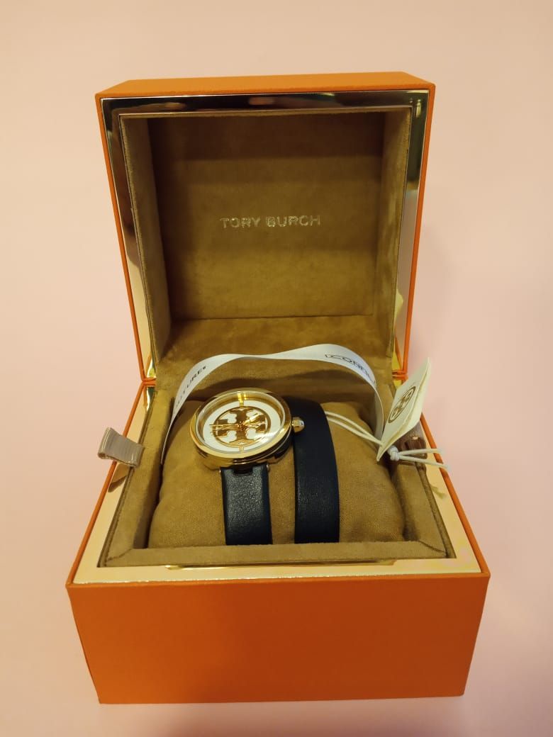 Tory Burch Black Leather Bracelet Watch