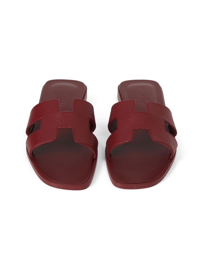 Hermes Rouge H Oran Sandals Size: 37.5