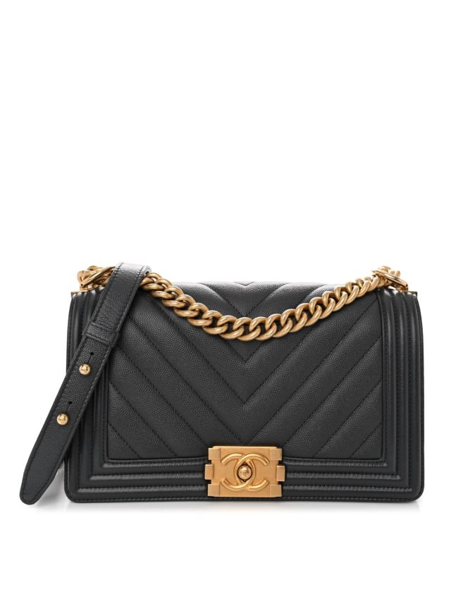 Chanel Boy Black Cavair Leather Medium Bag