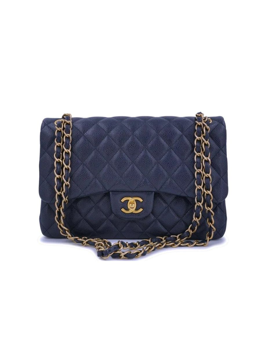 Chanel Classic Timeless Medium Navy Caviar Leather Shoulder Bag