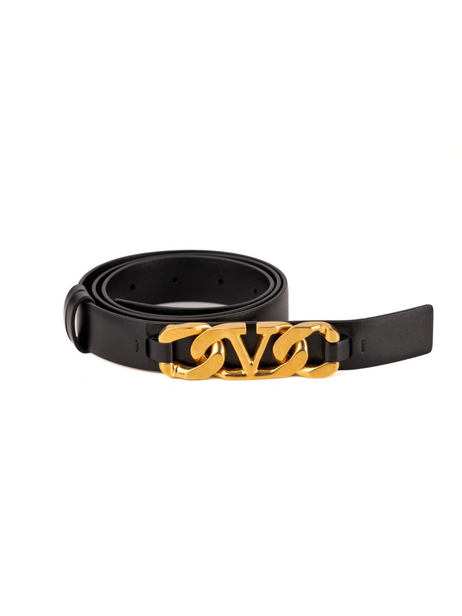 Valentino Vlogo Chain Shiny Calfskin Belt 25mm