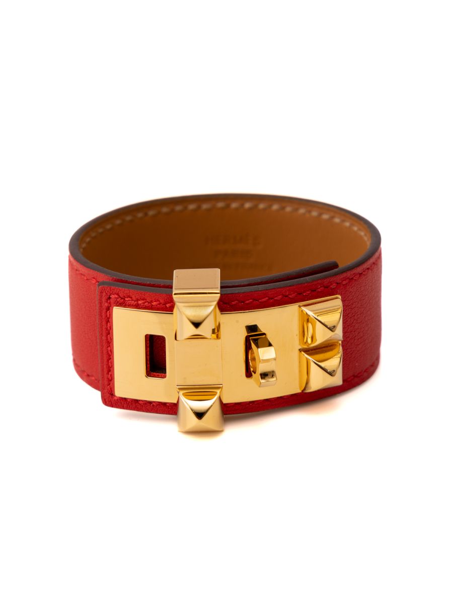 Hermes Collier de Chien Wrap Red Bracelet Small