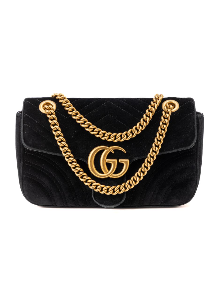 Gucci Velvet Medium GG Marmont Matelassé Shoulder Bag