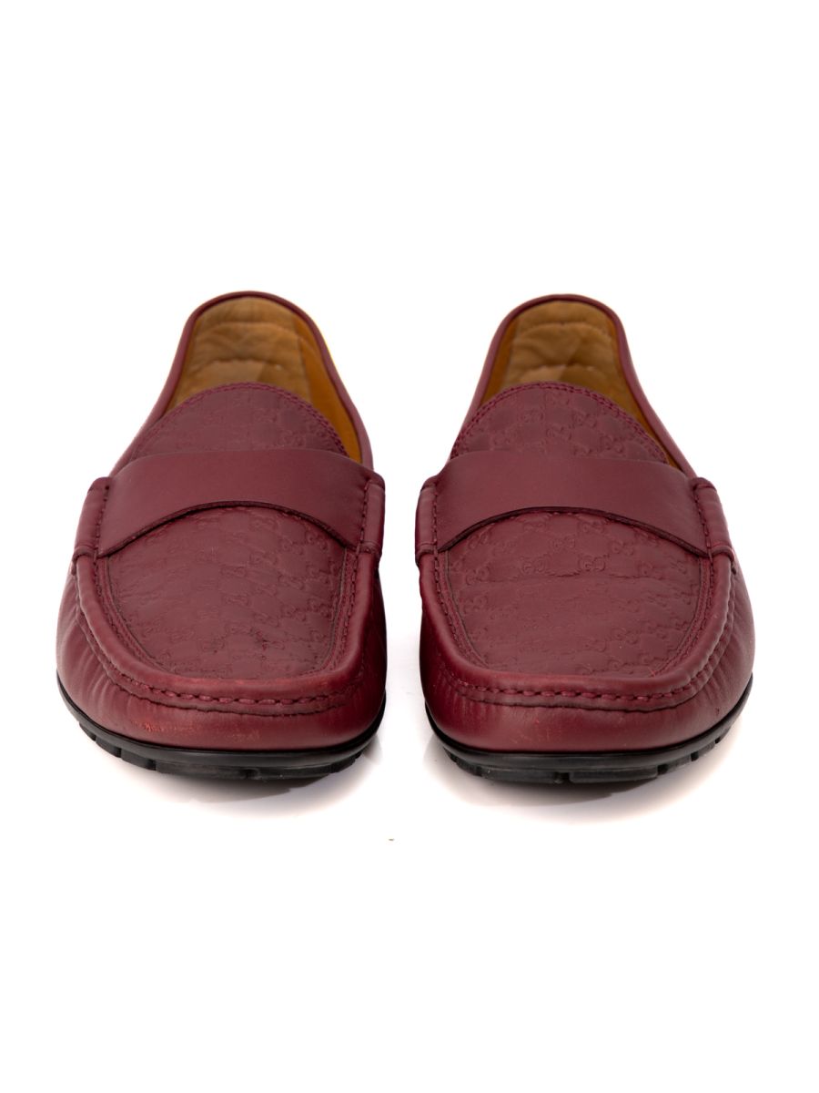 Gucci GG Guccisima Monogram Maroon Men's Loafers Size: 41.5