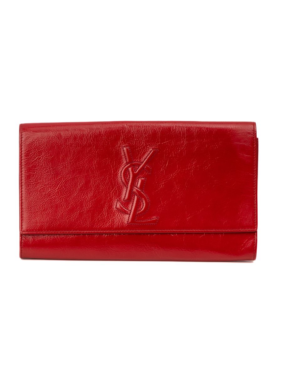 Yves Saint Laurent Red Patent Leather Belle De Jour Flap Clutch One Size