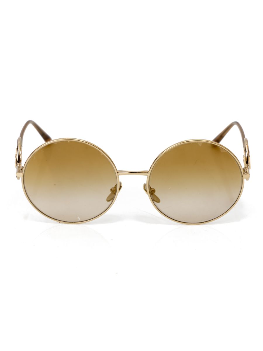 Dolce & Gabbana Round Frame Brown Tone Sunglasses Oversize