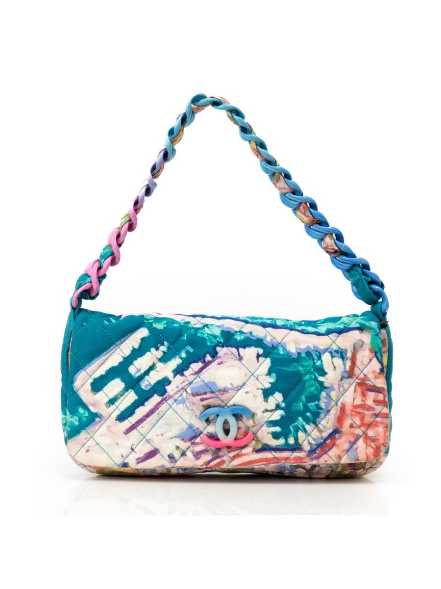 Chanel Watercolor Quilted Printed Canvas Pochette Small