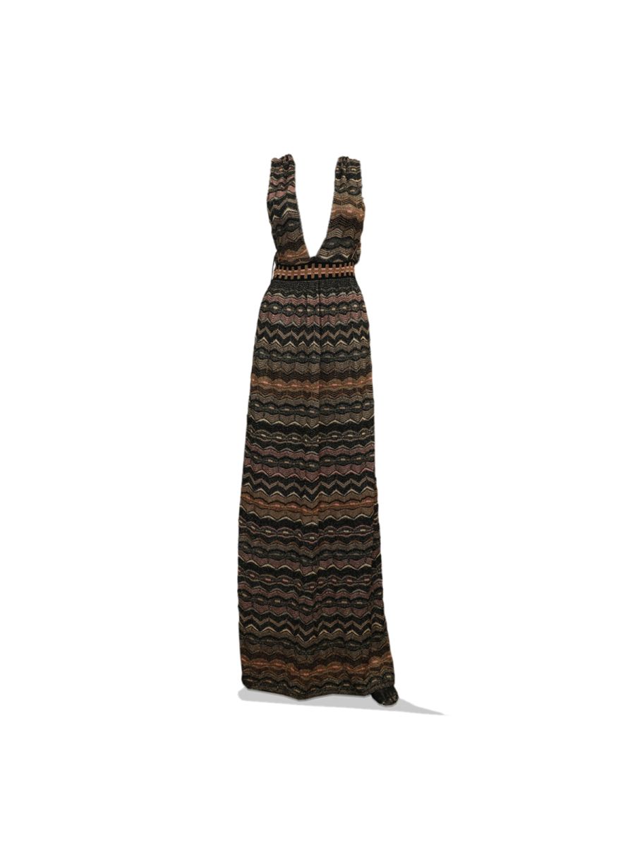 Missoni Multicolor Perforated Lurex Knit Maxi Dress