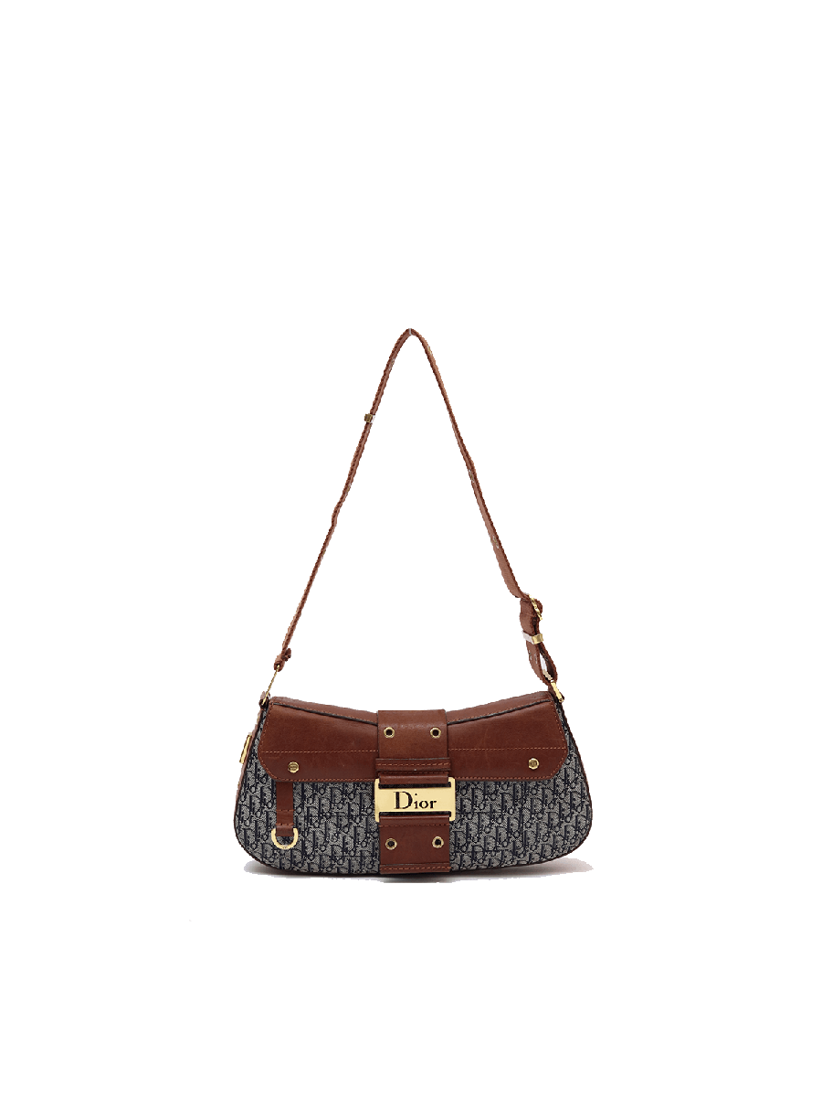 Dior Oblique and Leather Street Chic Beige Canvas Shoulder Bag