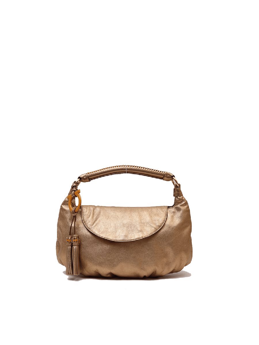 Salvatore Ferragamo Golden Leather Tasseled Shoulder Bag