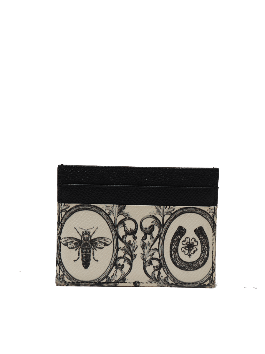 DOLCE & GABBANA CROWNS AND BEES PRINT CREDIT CARD HOLDER