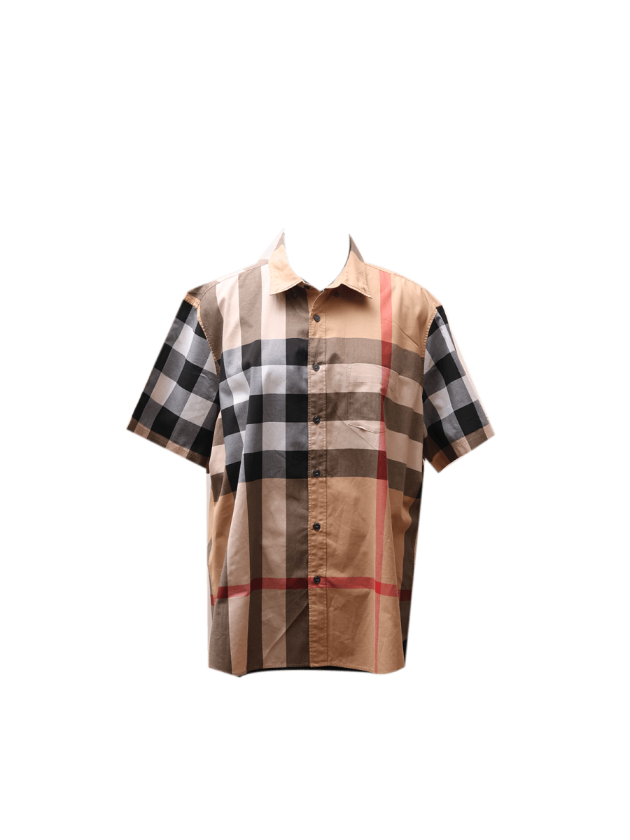 Burberry Check Half Sleeve Shirt in Beige Size XXXL