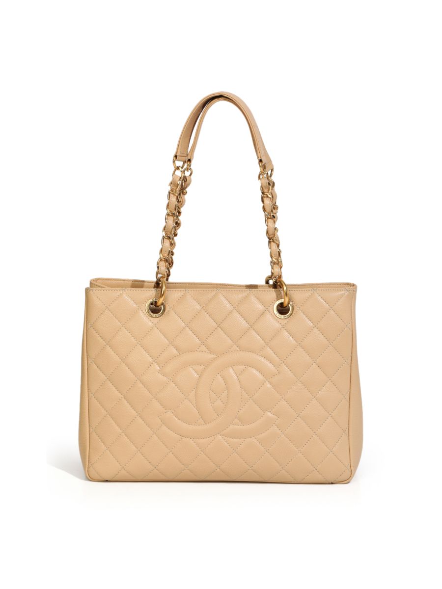Chanel Beige Caviar Leather GST Shopping Tote Bag Large