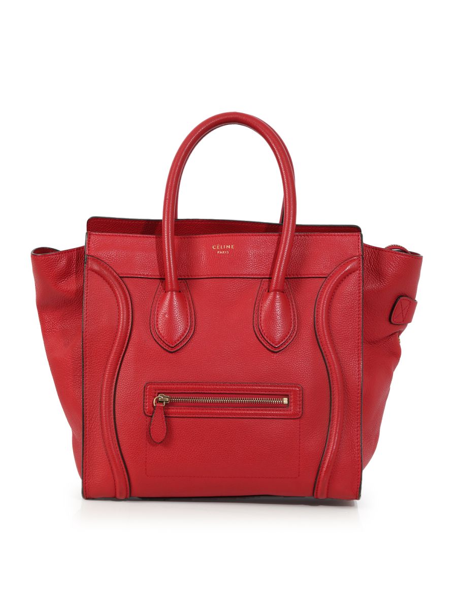 Celine Large Luggage Red Leather Handbag Large