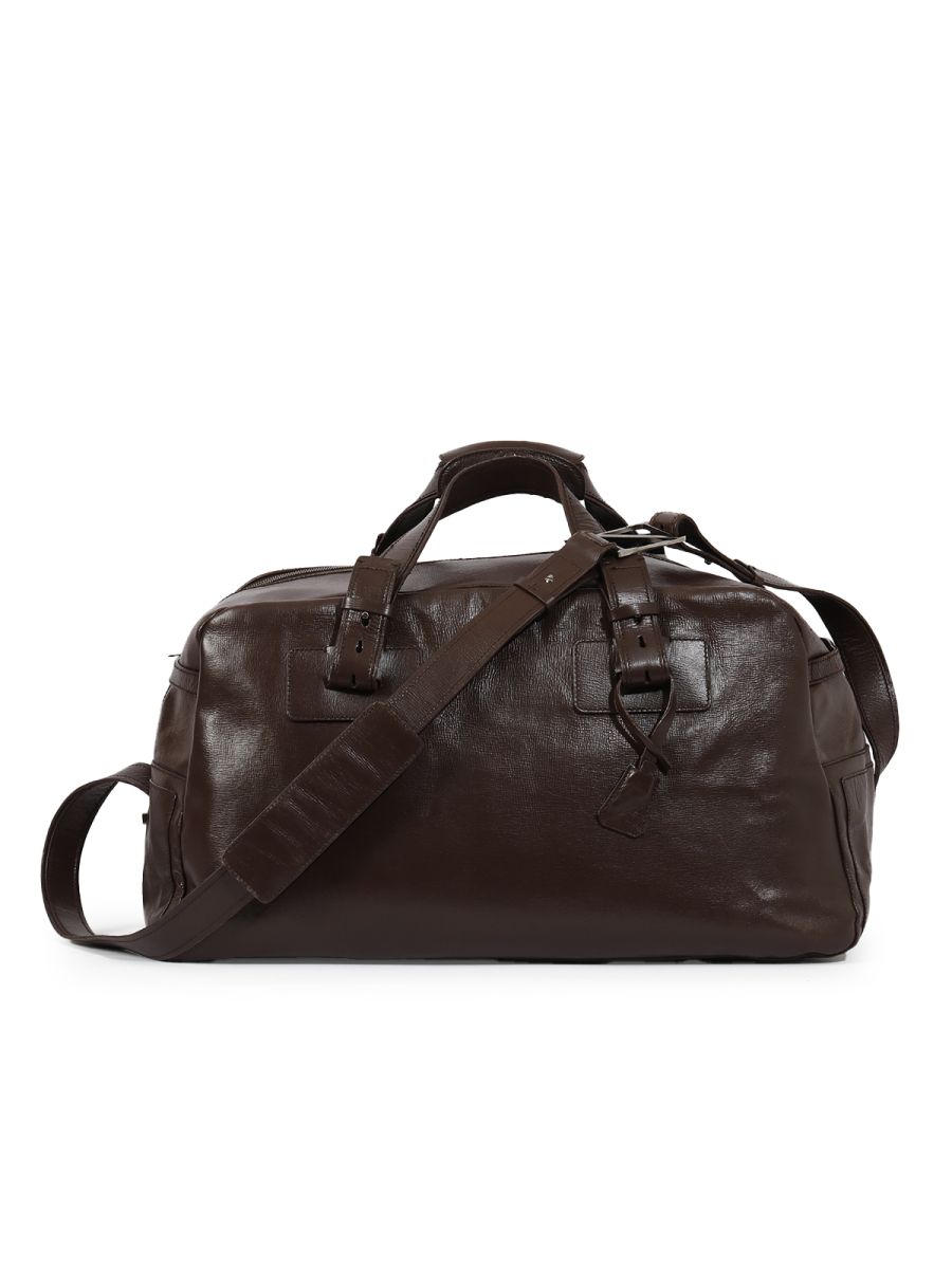 Ermenegildo Zegna Brown Leather Luggage Bag Large