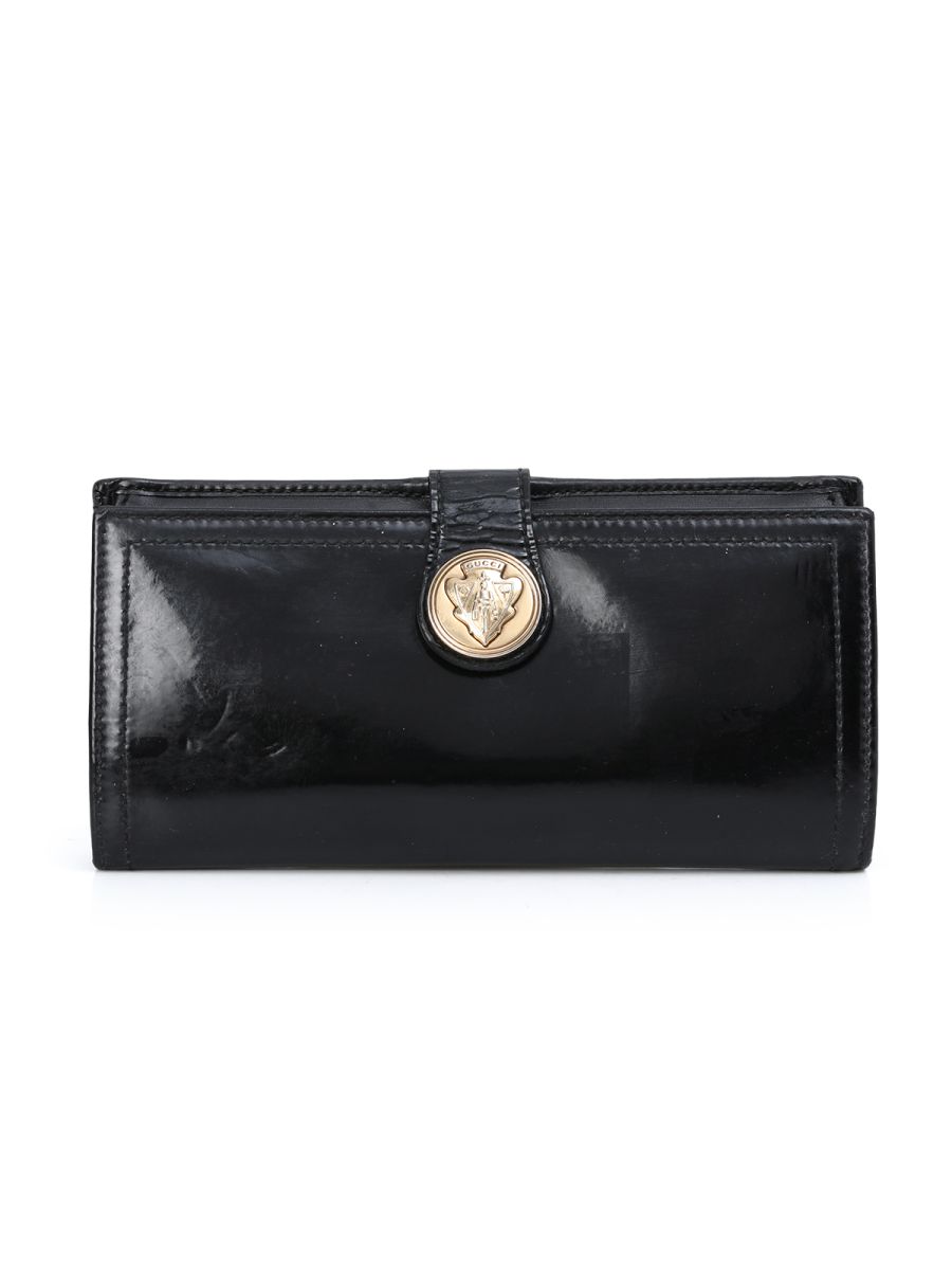Gucci Black patent Leather Flap Wallet