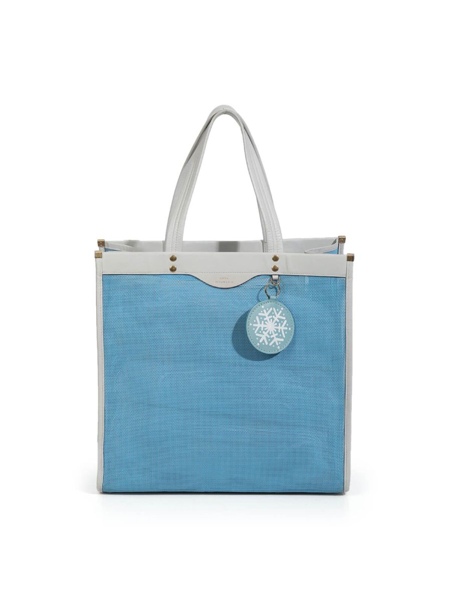 Blue Trimmed Mesh Tote