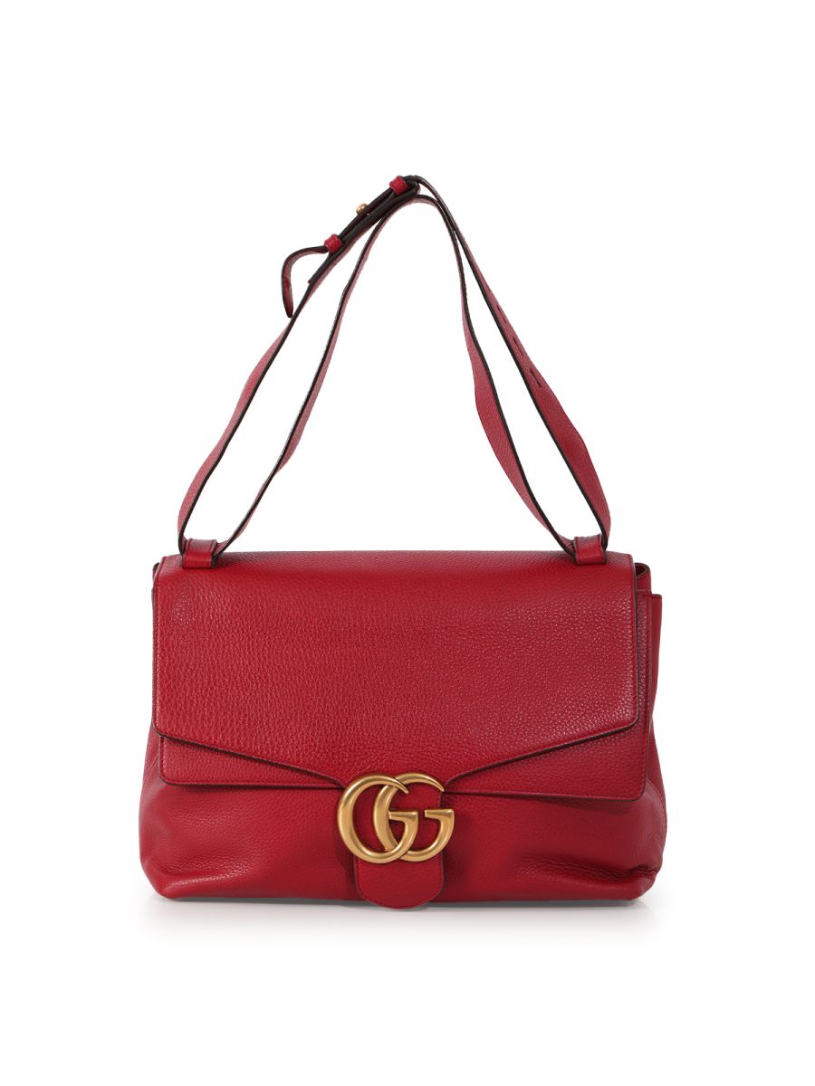 Gucci Leather Large GG Marmont Shoulder Bag Large