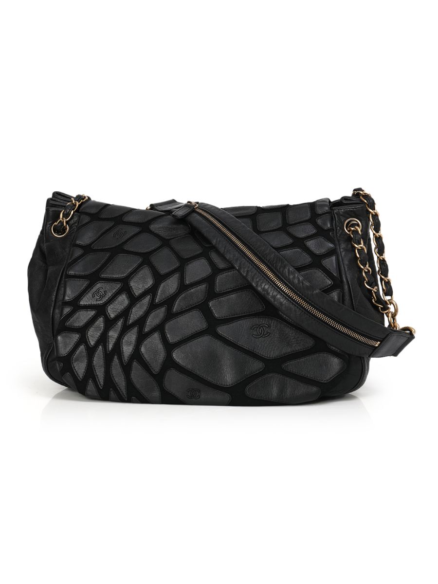 Chanel Black Scales Accordion Flap Bag One Size