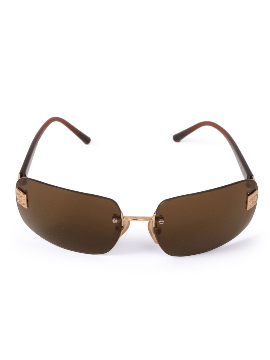 Chanel Brown 4026 c.139/73 63o17 120 Rimless Sunglasses