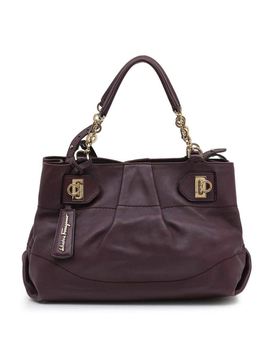 Purple Gancini Leather Handbag with Strap