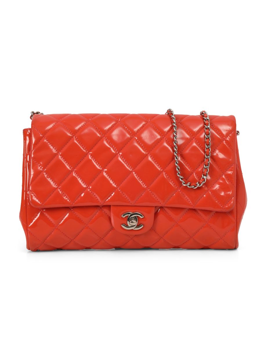 Chanel Classic Medium Single Flap Patent Leather Shoulder Bag