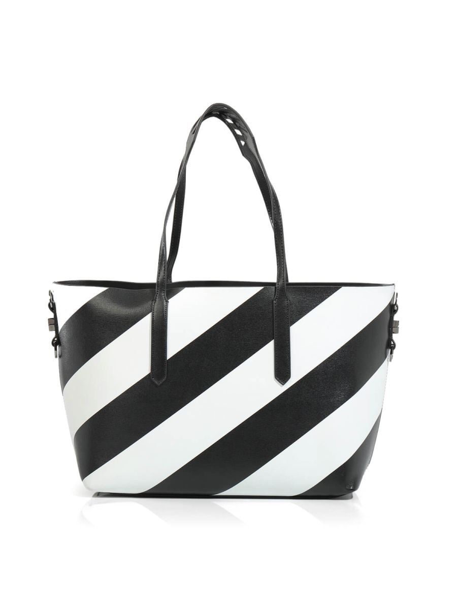 Diagonal Stripe Binder Tote Bag with Pochette