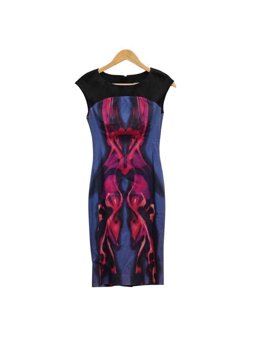 Millen Blue/Magenta Print Dress/Size-UK-8