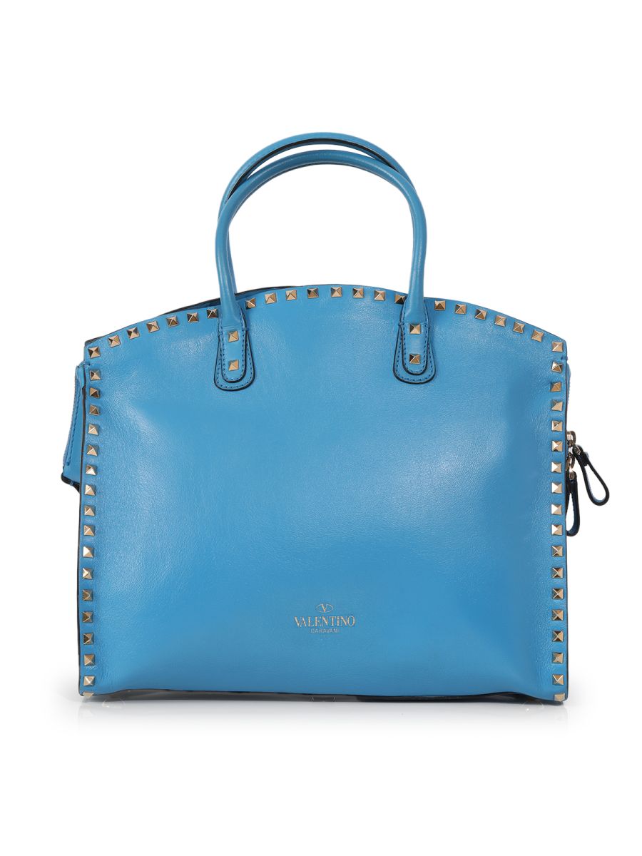 Valentino Medium Rockstud Dome Blue Shoulder Bag