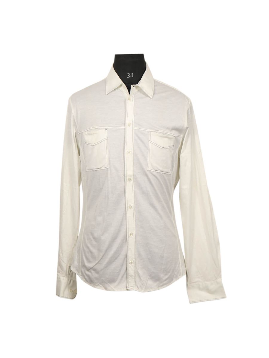 White Cotton Men's Shirt/Size-42