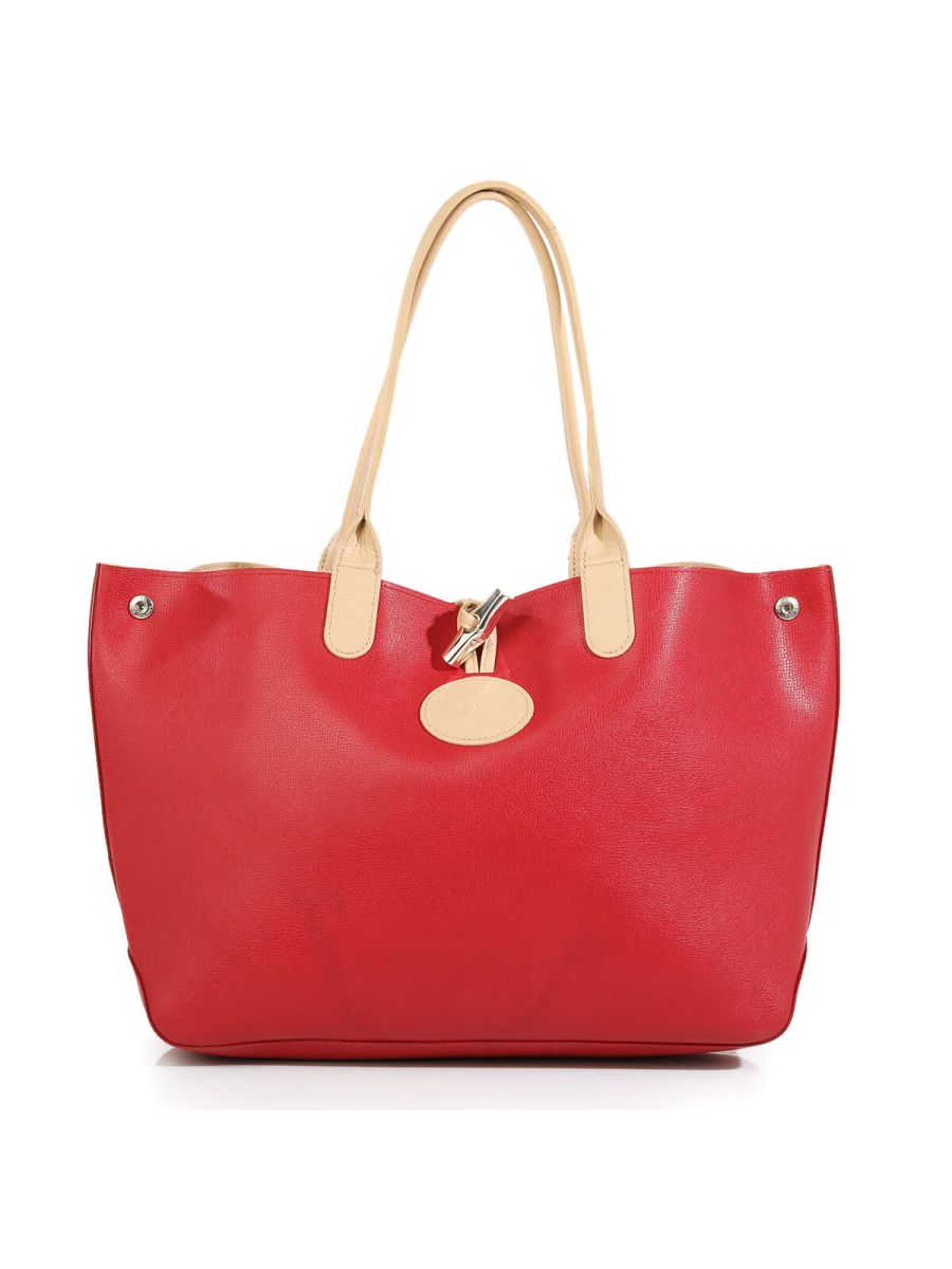 Leather Red Tote Bag