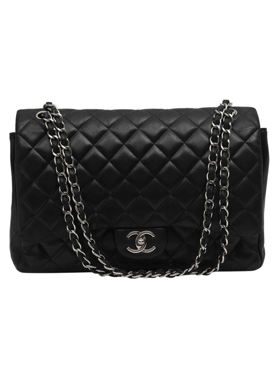Chanel Classic black double flap Maxi shoulder bag