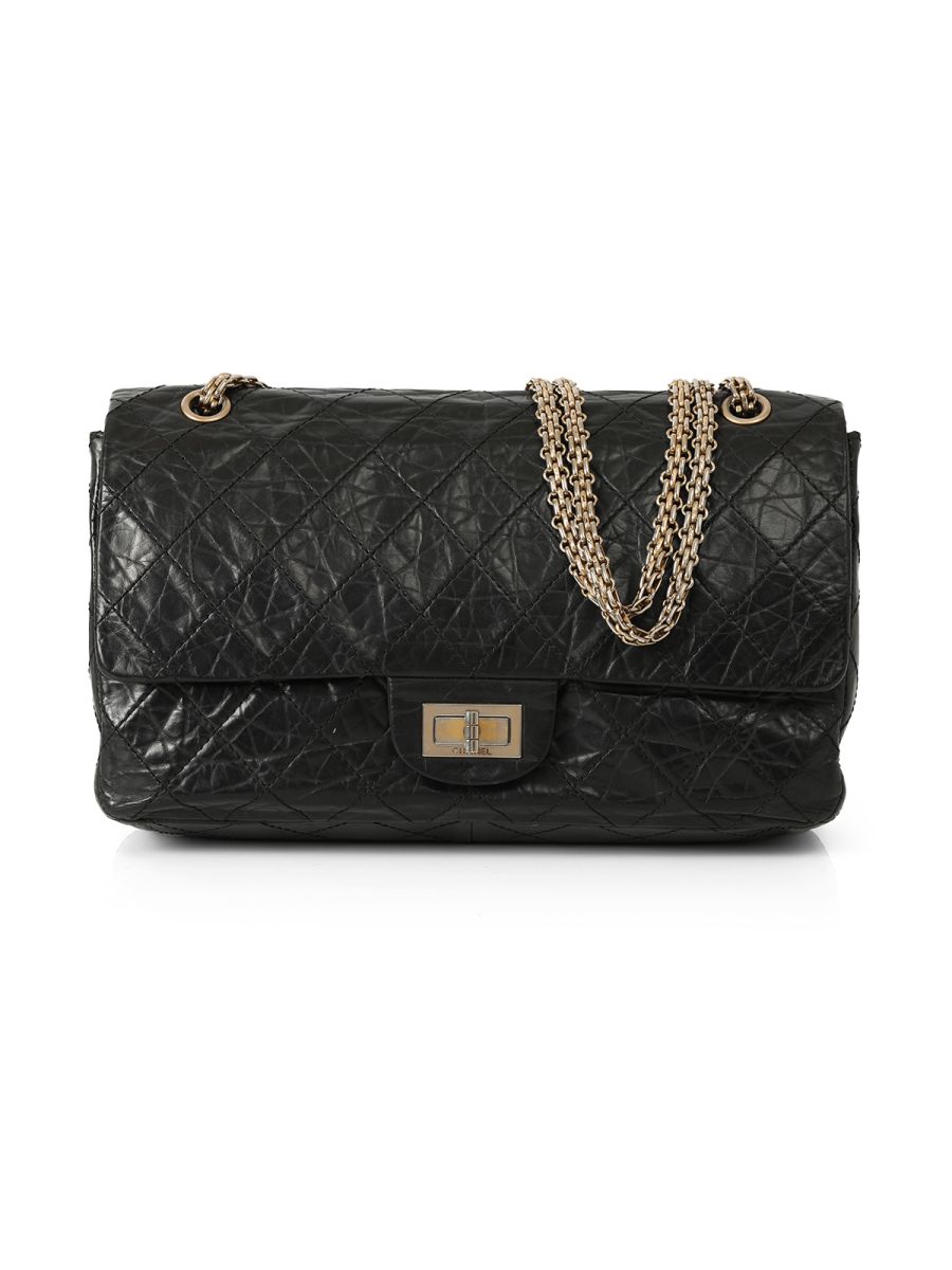 Chanel Black Quilted Aged Leather Reissue 2.55 Classic Flap Bag