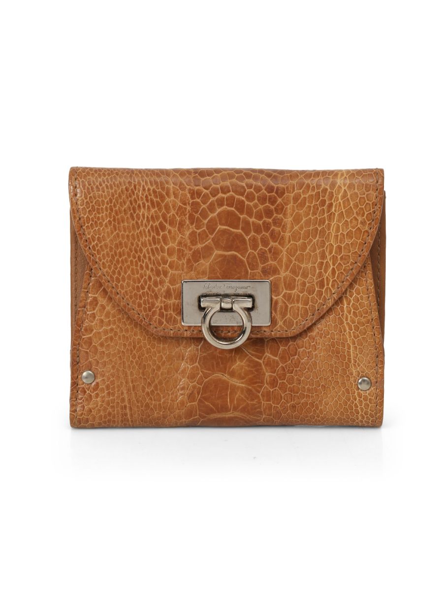 Salvatore Ferragamo Exotic Skin Leather Compact Wallet Small